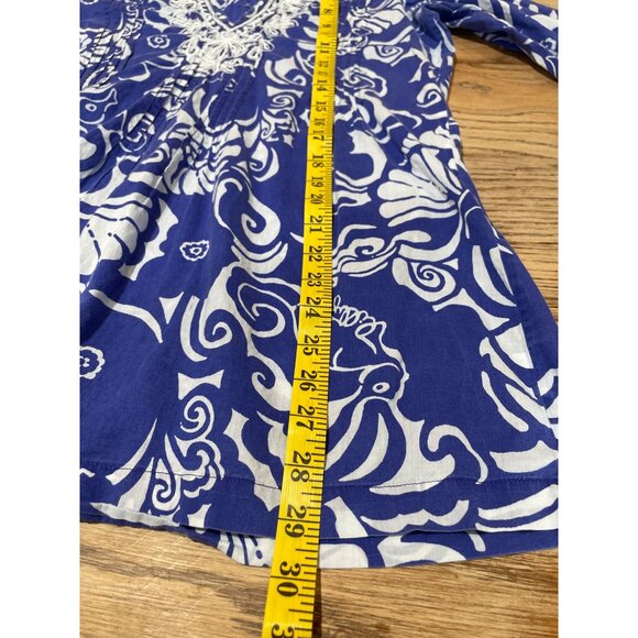 Lilly Pulitzer Sarasota Beaded Tunic Womens S Blue Shell Print - Picture 9 of 9